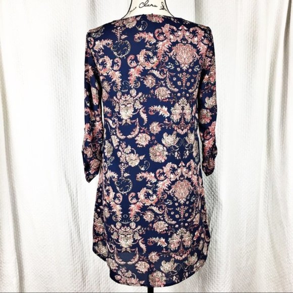Lush Navy Floral V Neck Dress Size XS - Picture 7 of 10